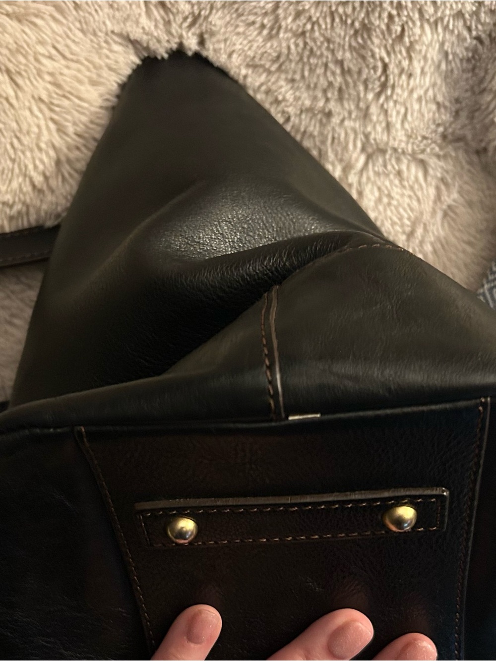 Dooney & Bourke Black Leather Tote with Brass Hardware - Picture 10 of 11